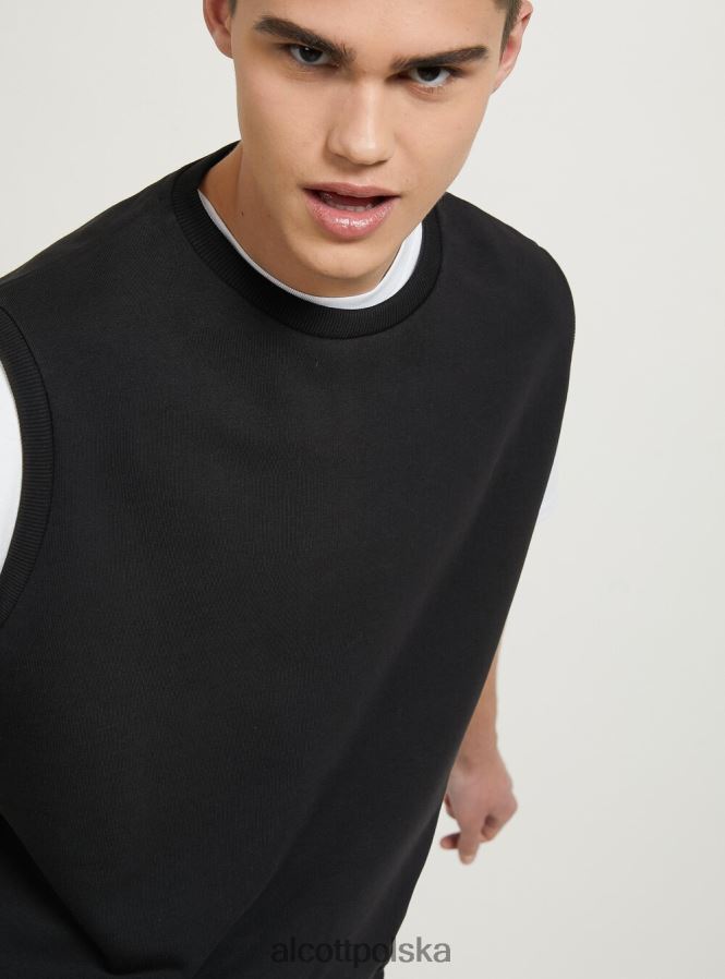 odzież Alcott Kamizelka Felpa o pudełkowym kroju bk1 czarny mężczyźni 2TXFF6644