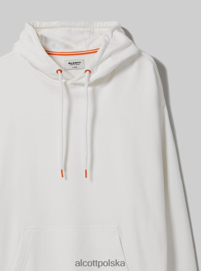 odzież Alcott bluza z kapturem i kieszenią kangurką wh1 ecru mężczyźni 2TXFF6661