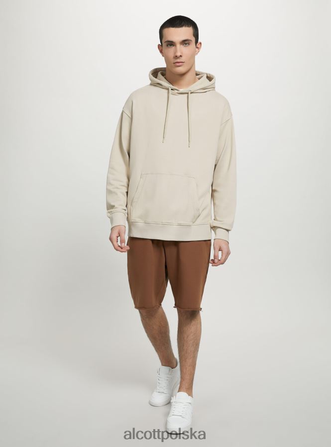 odzież Alcott bluza z kapturem i kieszenią kangurką wh1 ecru mężczyźni 2TXFF6680