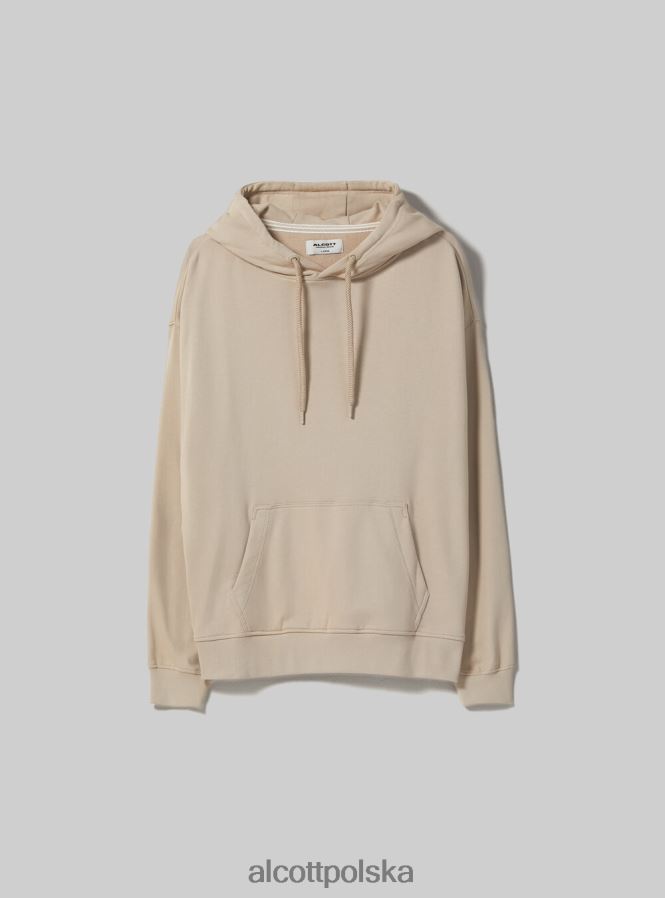 odzież Alcott bluza z kapturem i kieszenią kangurką wh1 ecru mężczyźni 2TXFF6680