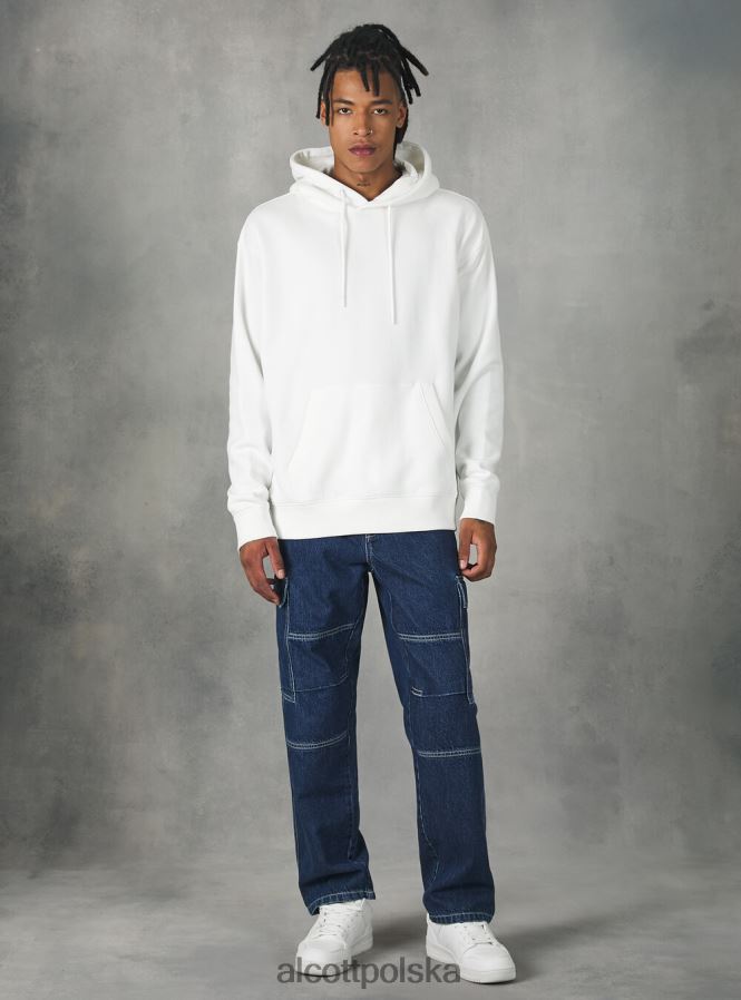 odzież Alcott bluza z kapturem i kieszenią kangurką wh2 biały mężczyźni 2TXFF6814