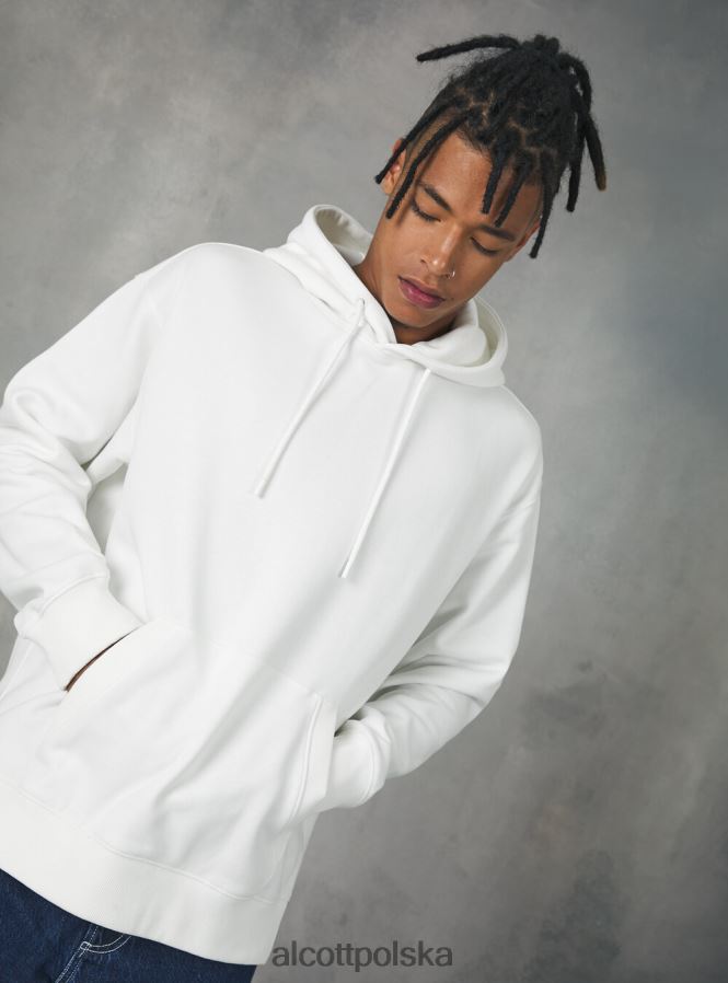 odzież Alcott bluza z kapturem i kieszenią kangurką wh2 biały mężczyźni 2TXFF6814