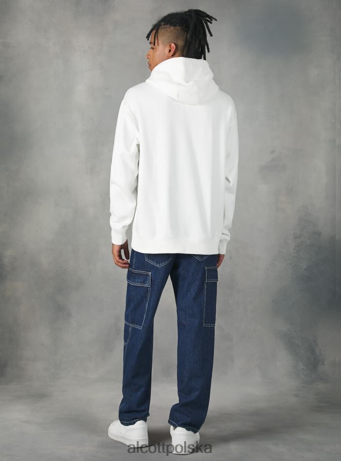 odzież Alcott bluza z kapturem i kieszenią kangurką wh2 biały mężczyźni 2TXFF6814