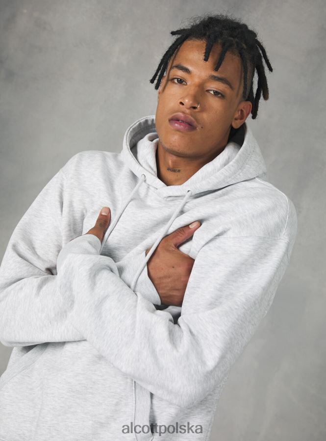 odzież Alcott bluza z kapturem i kieszenią kangurką wh2 biały mężczyźni 2TXFF6944