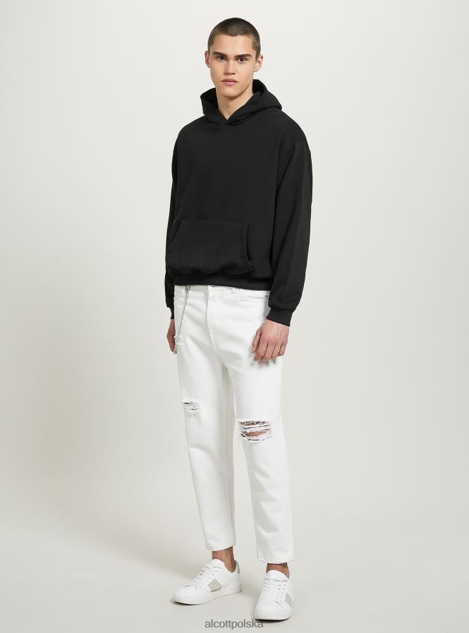 odzież Alcott felpa boxy fit z cappuccio wh1 ecru mężczyźni 2TXFF6637