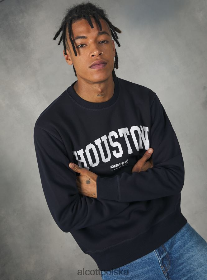 odzież Alcott felpa girocollo con stampa college bo1 bordowy ciemny mężczyźni 2TXFF61113