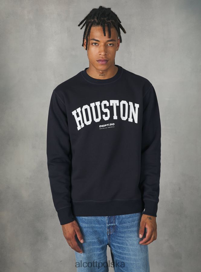 odzież Alcott felpa girocollo con stampa college bo1 bordowy ciemny mężczyźni 2TXFF61113