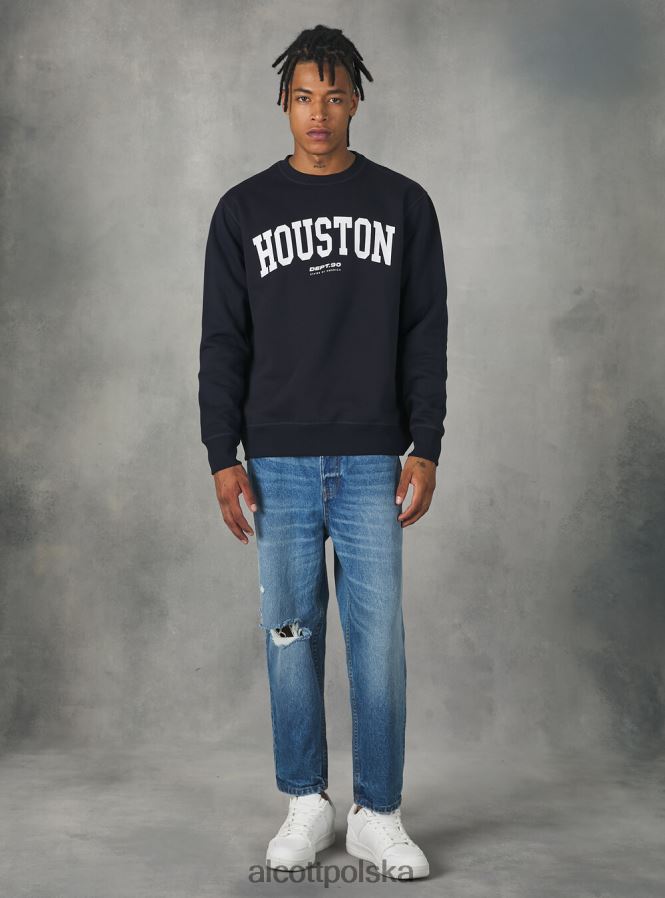 odzież Alcott felpa girocollo con stampa college bo1 bordowy ciemny mężczyźni 2TXFF61113