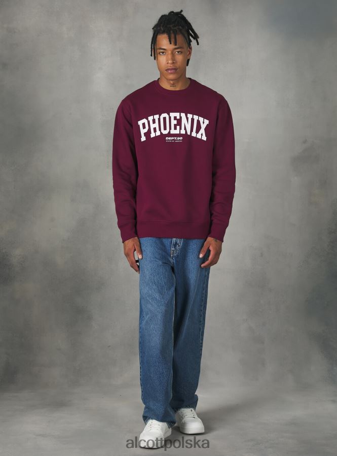 odzież Alcott felpa girocollo con stampa college bo1 bordowy ciemny mężczyźni 2TXFF6743