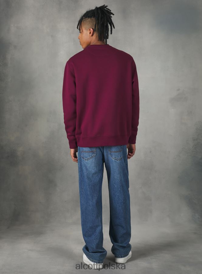 odzież Alcott felpa girocollo con stampa college bo1 bordowy ciemny mężczyźni 2TXFF6743