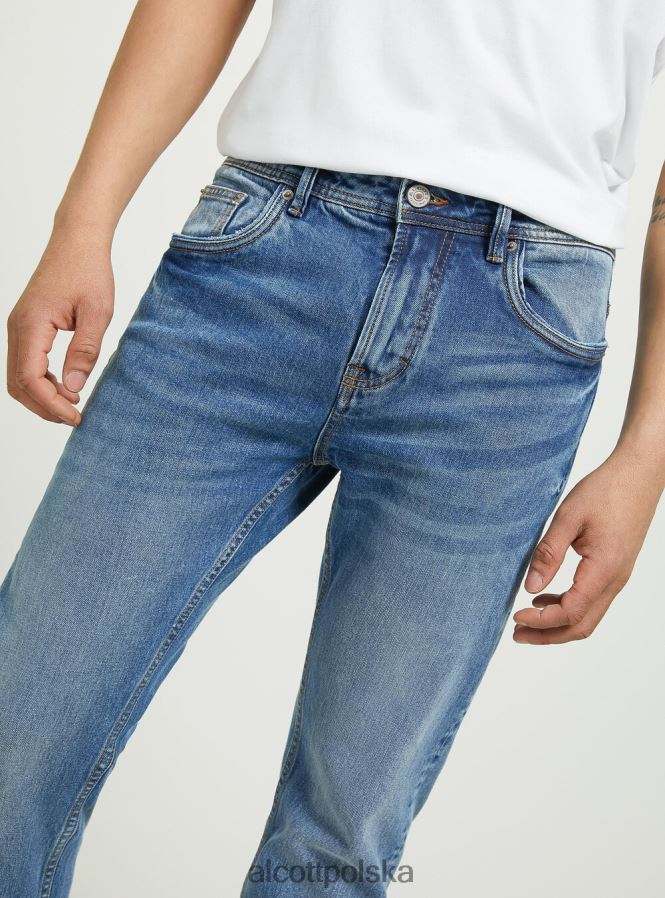 odzież Alcott Dżinsy bawełniane o dopasowanym kroju d003 średni niebieski mężczyźni 2TXFF61121