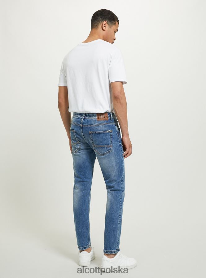 odzież Alcott Dżinsy bawełniane o dopasowanym kroju d003 średni niebieski mężczyźni 2TXFF61121