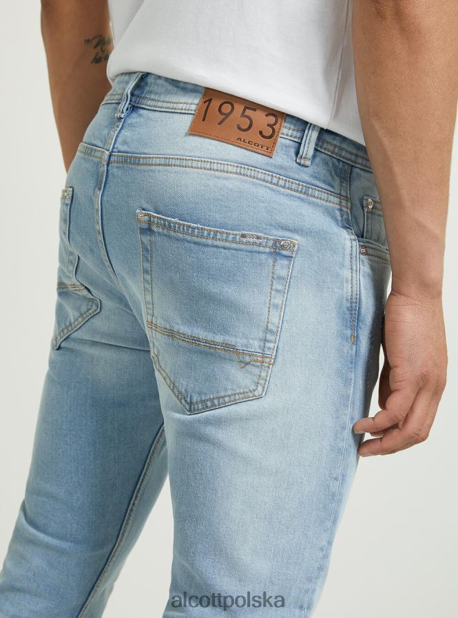 odzież Alcott Dżinsy bawełniane o dopasowanym kroju d003 średni niebieski mężczyźni 2TXFF6657