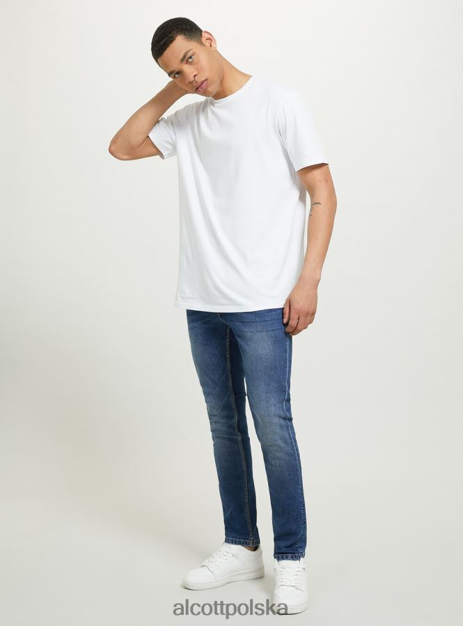 odzież Alcott Dżinsy skinny fit z elastycznego denimu d002 średni ciemnoniebieski mężczyźni 2TXFF61150
