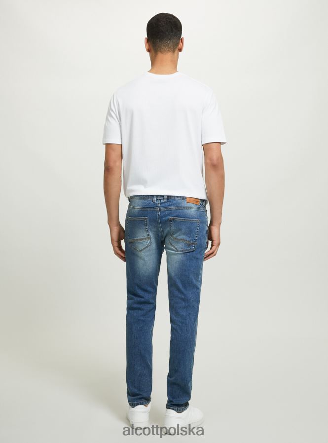 odzież Alcott Dżinsy skinny fit z elastycznego denimu d002 średni ciemnoniebieski mężczyźni 2TXFF61152