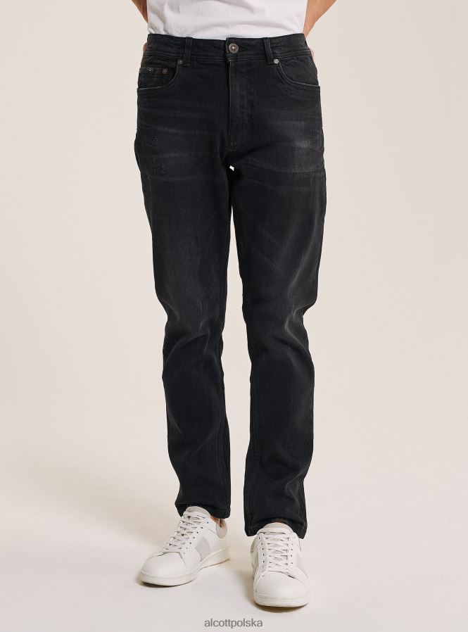 odzież Alcott Dżinsy slim fit z bawełny czarny mężczyźni 2TXFF6907