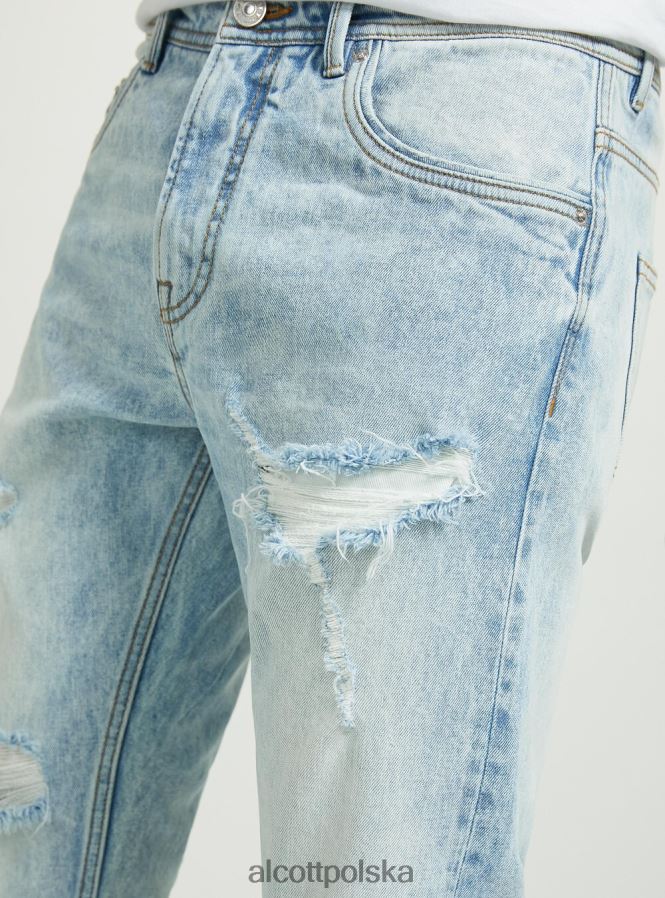 odzież Alcott Dżinsy slim fit ze stretchem i przetarciami d007 jasny lazur mężczyźni 2TXFF6686