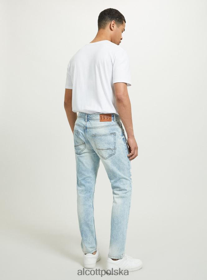 odzież Alcott Dżinsy slim fit ze stretchem i przetarciami d007 jasny lazur mężczyźni 2TXFF6686