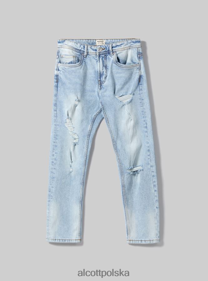 odzież Alcott Dżinsy slim fit ze stretchem i przetarciami d007 jasny lazur mężczyźni 2TXFF6686