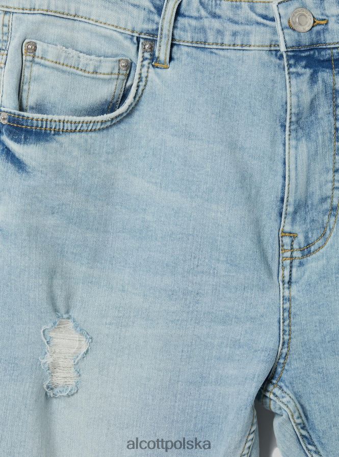 odzież Alcott Dżinsy ze stretchem typu carrot fit z przetarciami d004 średni jasnoniebieski mężczyźni 2TXFF6998