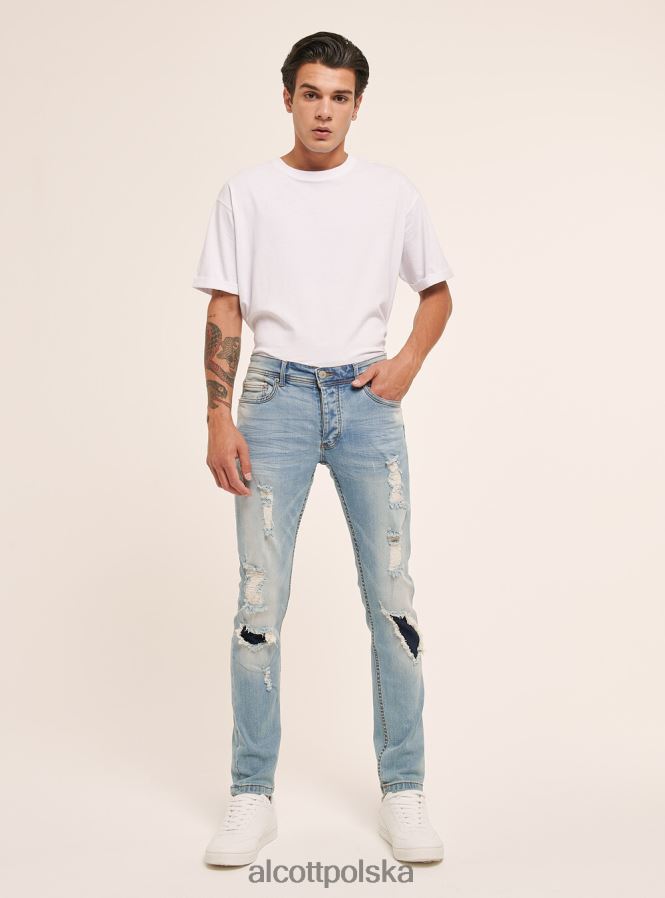 odzież Alcott dżinsy o obcisłym kroju niebieski mężczyźni 2TXFF6902