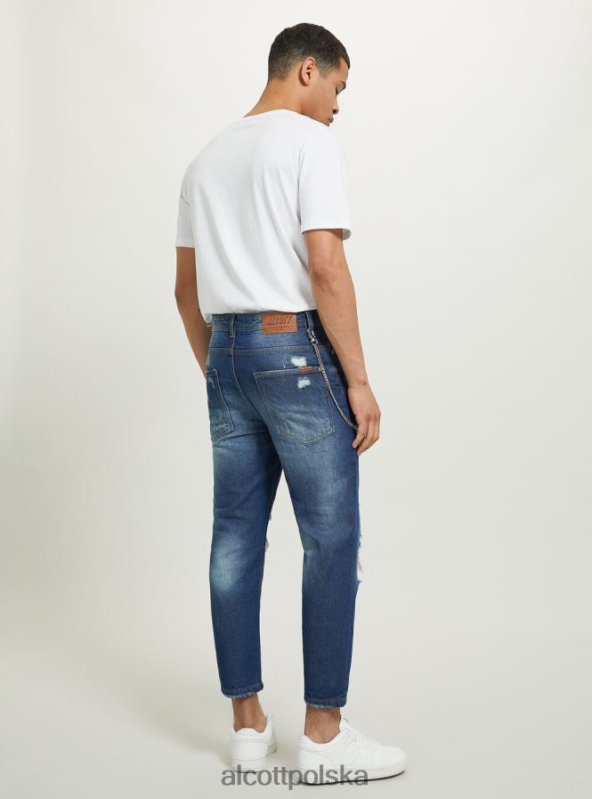 odzież Alcott dżinsy o swobodnym kroju z przetarciami d004 średni jasnoniebieski mężczyźni 2TXFF61044