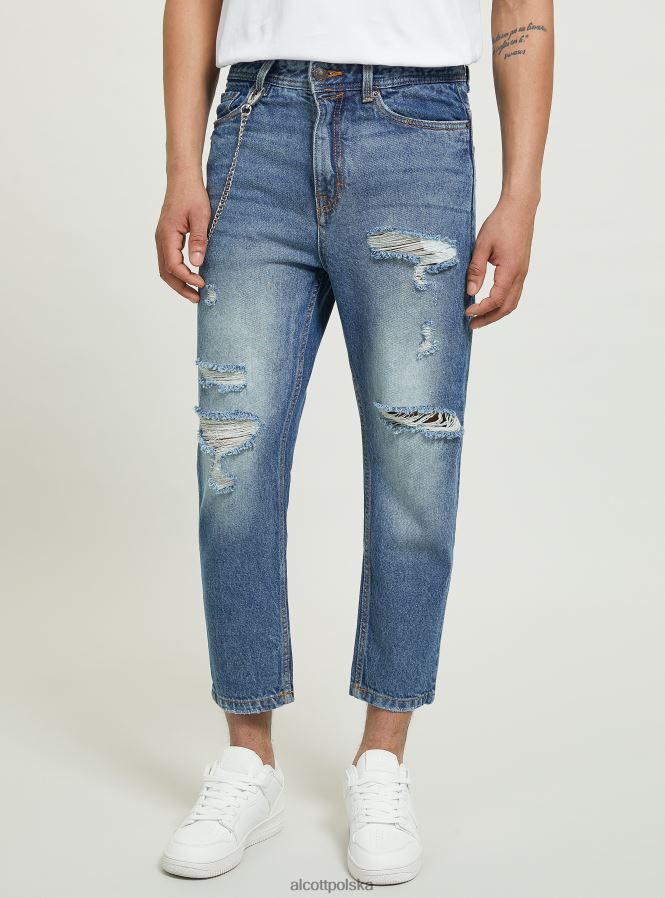 odzież Alcott dżinsy o swobodnym kroju z przetarciami d004 średni jasnoniebieski mężczyźni 2TXFF6875