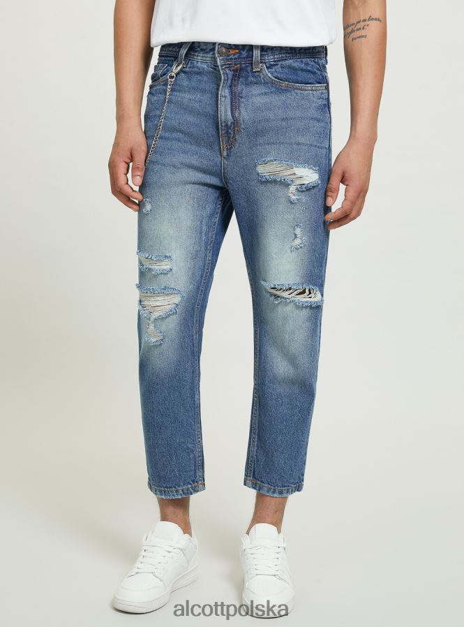 odzież Alcott dżinsy o swobodnym kroju z przetarciami d004 średni jasnoniebieski mężczyźni 2TXFF6875