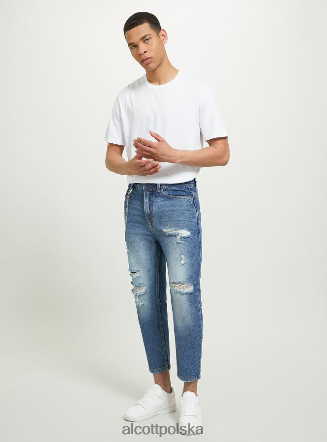 odzież Alcott dżinsy o swobodnym kroju z przetarciami d004 średni jasnoniebieski mężczyźni 2TXFF6875
