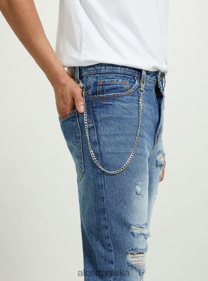odzież Alcott dżinsy o swobodnym kroju z przetarciami d004 średni jasnoniebieski mężczyźni 2TXFF6875