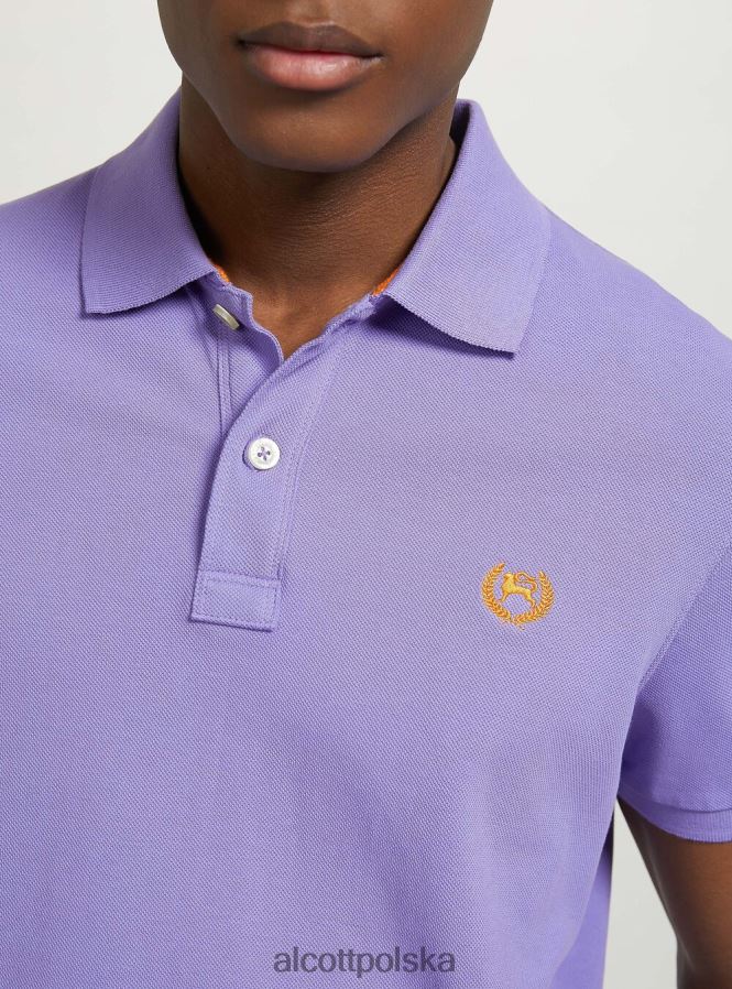 odzież Alcott Koszulka polo z bawełny pikowej z haftem w3 biały mężczyźni 2TXFF61023