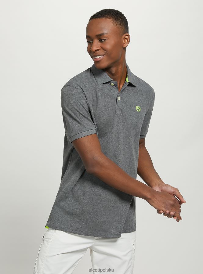 odzież Alcott Koszulka polo z bawełny pikowej z haftem w3 biały mężczyźni 2TXFF61142