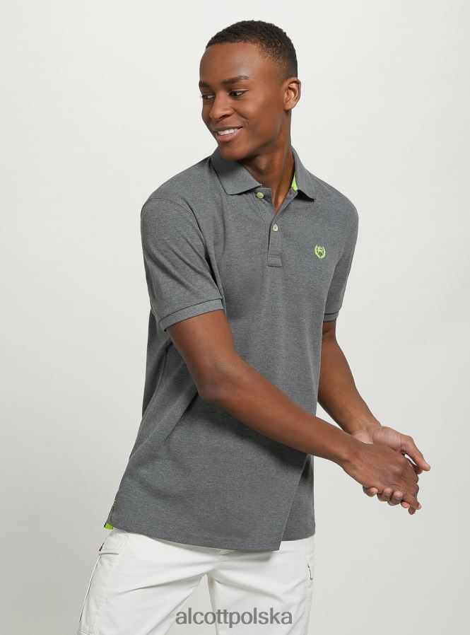 odzież Alcott Koszulka polo z bawełny pikowej z haftem w3 biały mężczyźni 2TXFF61142