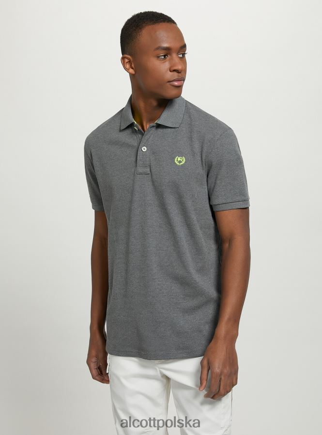 odzież Alcott Koszulka polo z bawełny pikowej z haftem w3 biały mężczyźni 2TXFF61142