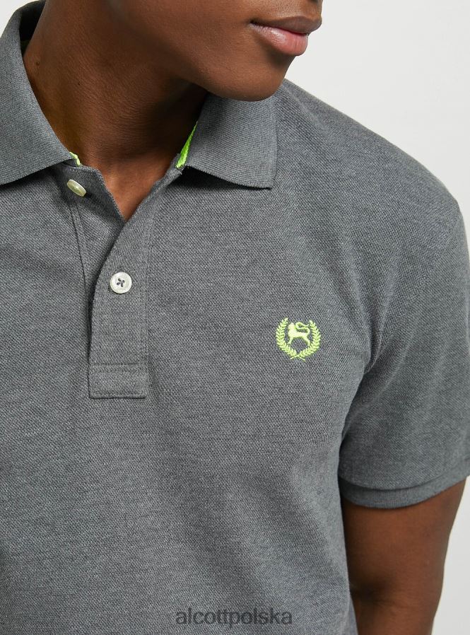 odzież Alcott Koszulka polo z bawełny pikowej z haftem w3 biały mężczyźni 2TXFF61142