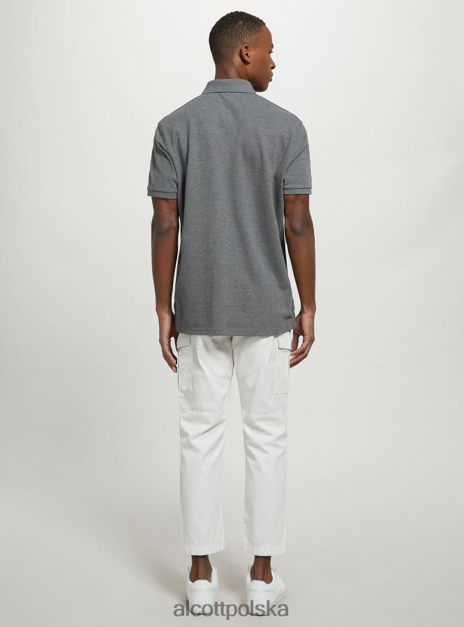 odzież Alcott Koszulka polo z bawełny pikowej z haftem w3 biały mężczyźni 2TXFF61142