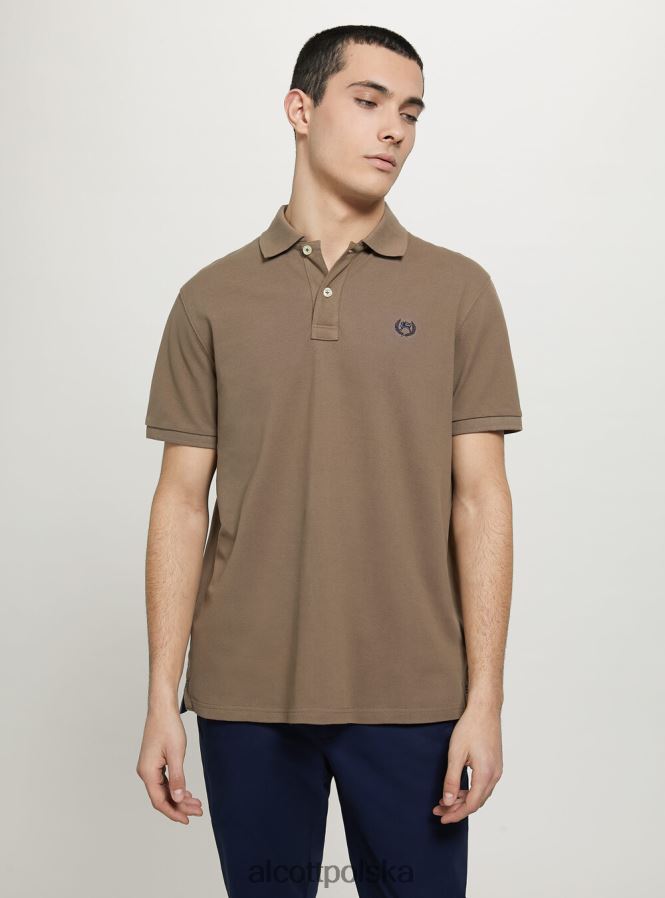 odzież Alcott Koszulka polo z bawełny pikowej z haftem w3 biały mężczyźni 2TXFF61176