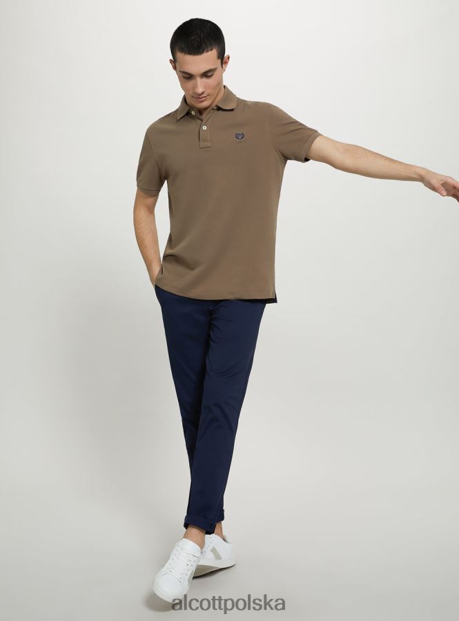 odzież Alcott Koszulka polo z bawełny pikowej z haftem w3 biały mężczyźni 2TXFF61176