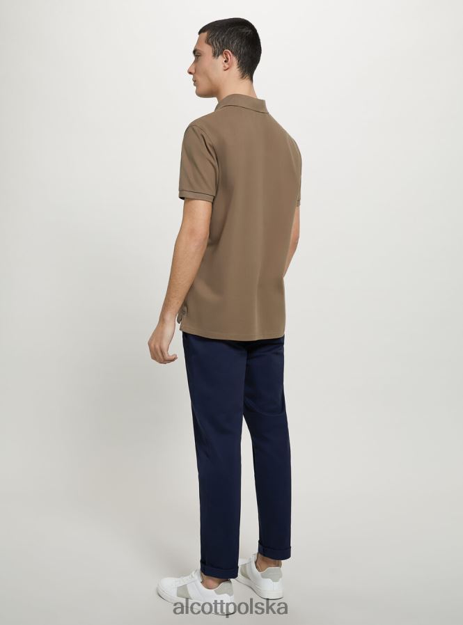 odzież Alcott Koszulka polo z bawełny pikowej z haftem w3 biały mężczyźni 2TXFF61176