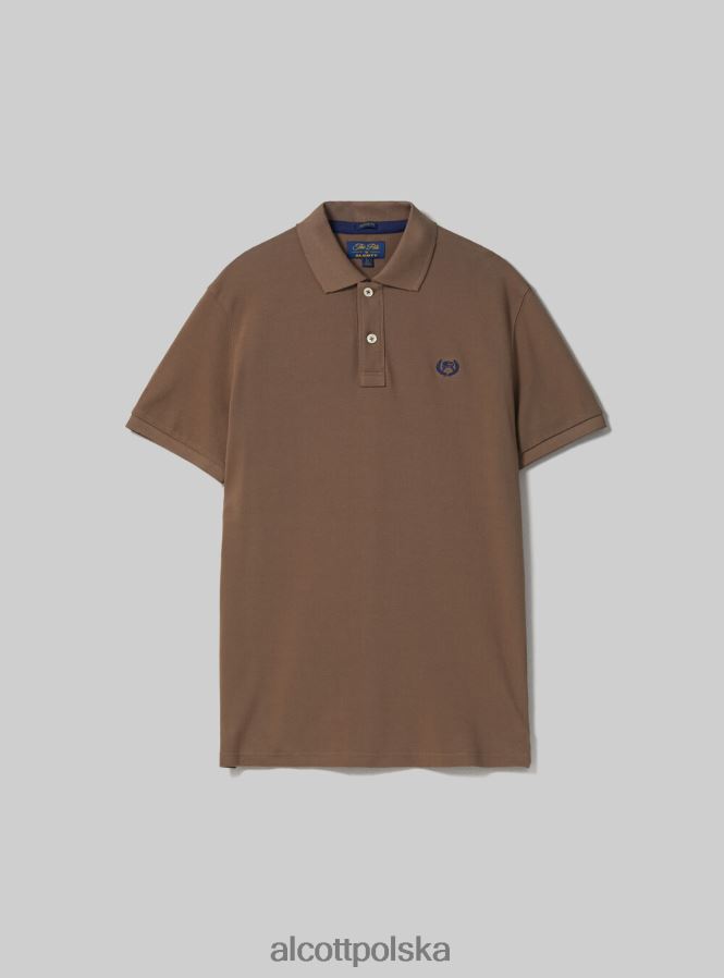 odzież Alcott Koszulka polo z bawełny pikowej z haftem w3 biały mężczyźni 2TXFF61176