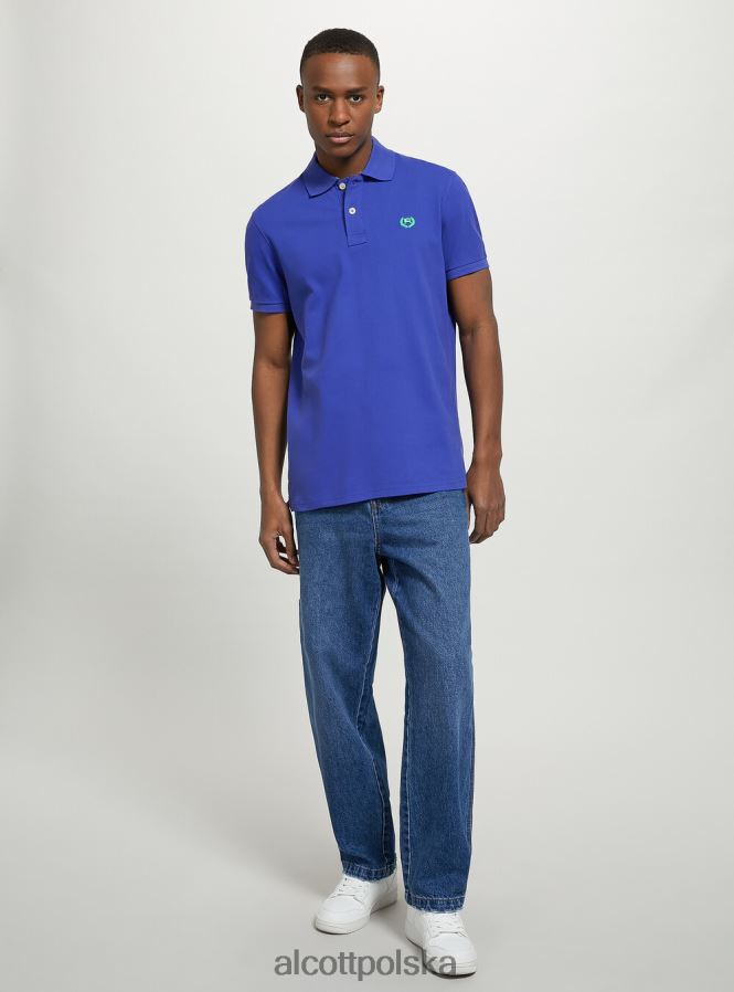 odzież Alcott Koszulka polo z bawełny pikowej z haftem w3 biały mężczyźni 2TXFF6690