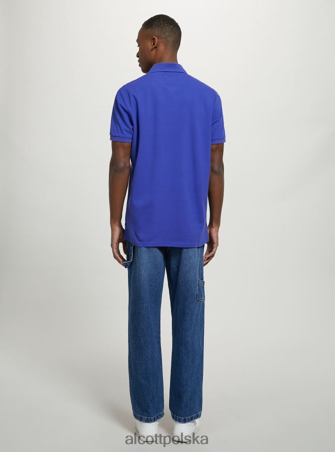 odzież Alcott Koszulka polo z bawełny pikowej z haftem w3 biały mężczyźni 2TXFF6690