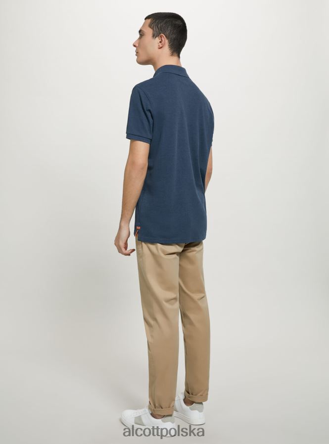 odzież Alcott Koszulka polo z bawełny pikowej z haftem w3 biały mężczyźni 2TXFF6719