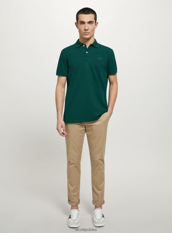 odzież Alcott Koszulka polo z bawełny pikowej z haftem w3 biały mężczyźni 2TXFF6720