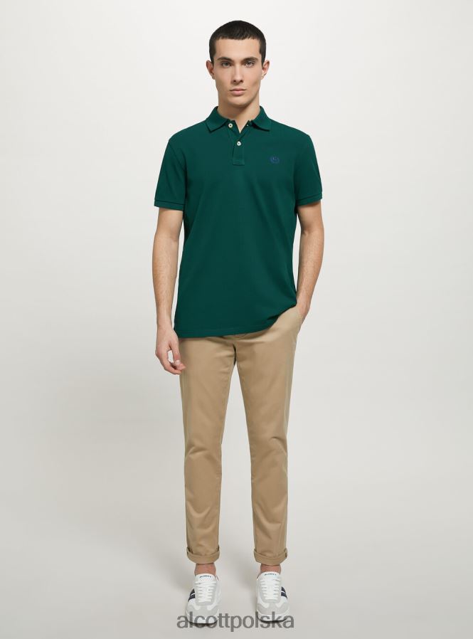 odzież Alcott Koszulka polo z bawełny pikowej z haftem w3 biały mężczyźni 2TXFF6720