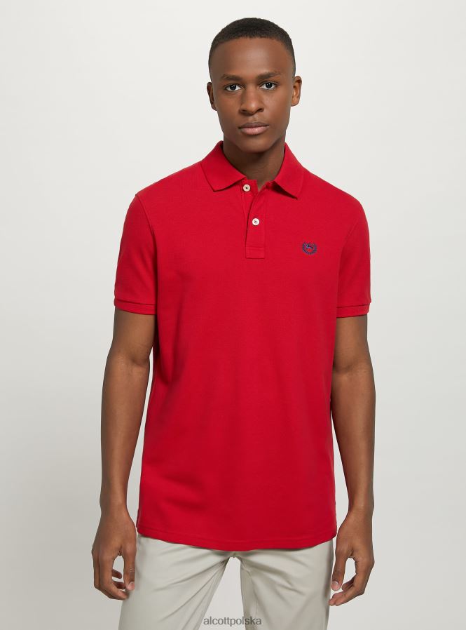 odzież Alcott Koszulka polo z bawełny pikowej z haftem w3 biały mężczyźni 2TXFF6772