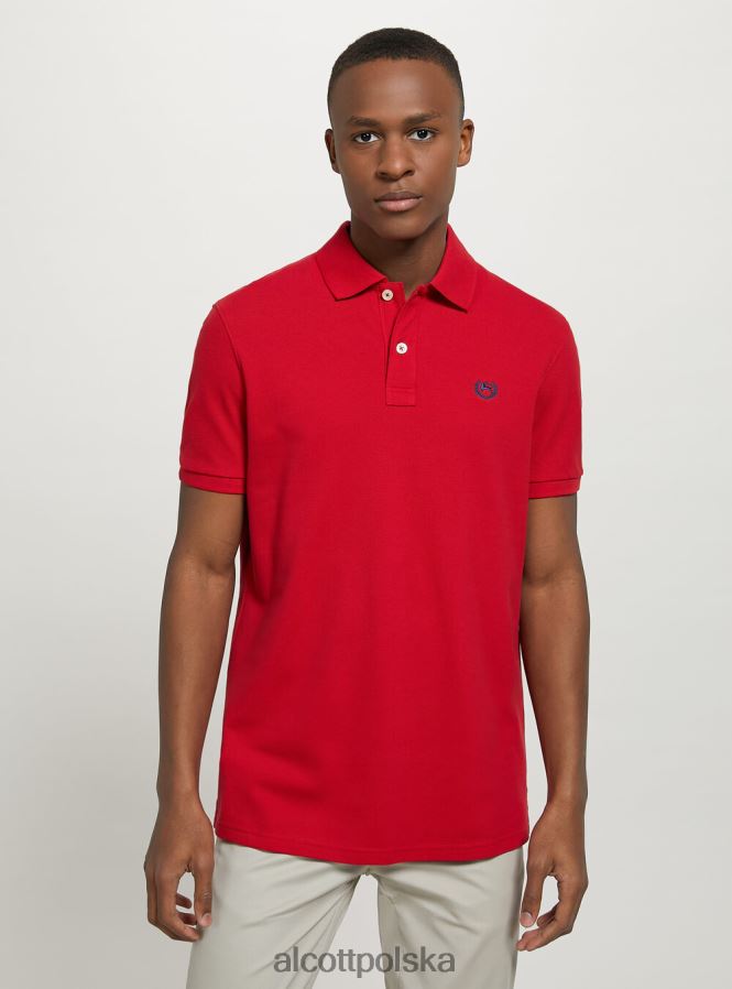 odzież Alcott Koszulka polo z bawełny pikowej z haftem w3 biały mężczyźni 2TXFF6772