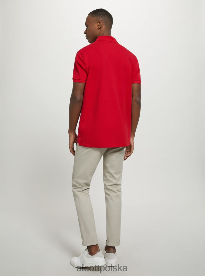 odzież Alcott Koszulka polo z bawełny pikowej z haftem w3 biały mężczyźni 2TXFF6772