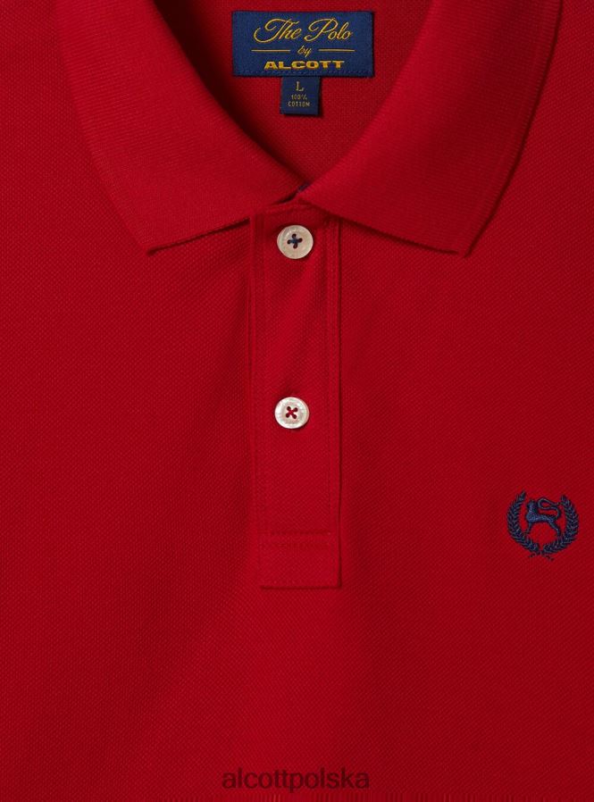 odzież Alcott Koszulka polo z bawełny pikowej z haftem w3 biały mężczyźni 2TXFF6772