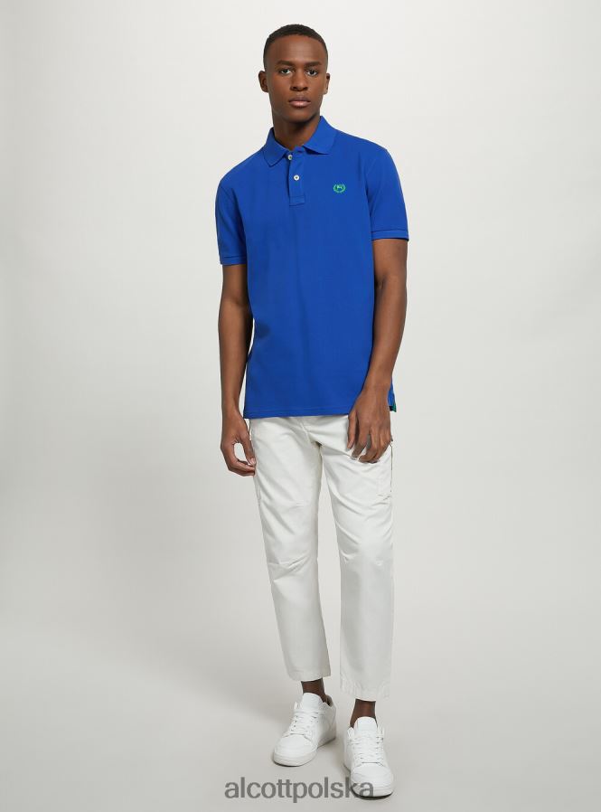 odzież Alcott Koszulka polo z bawełny pikowej z haftem w3 biały mężczyźni 2TXFF6833